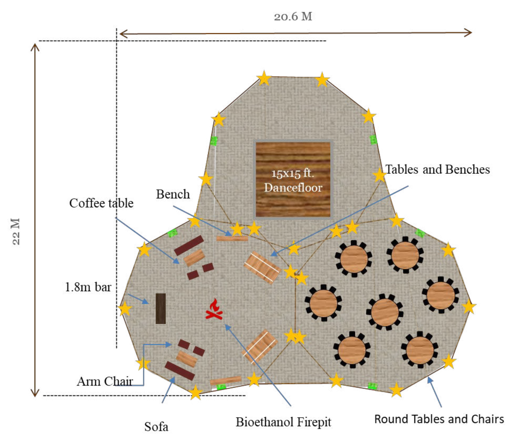 Floor Plan - Three Giant Tipis & Chillout Package